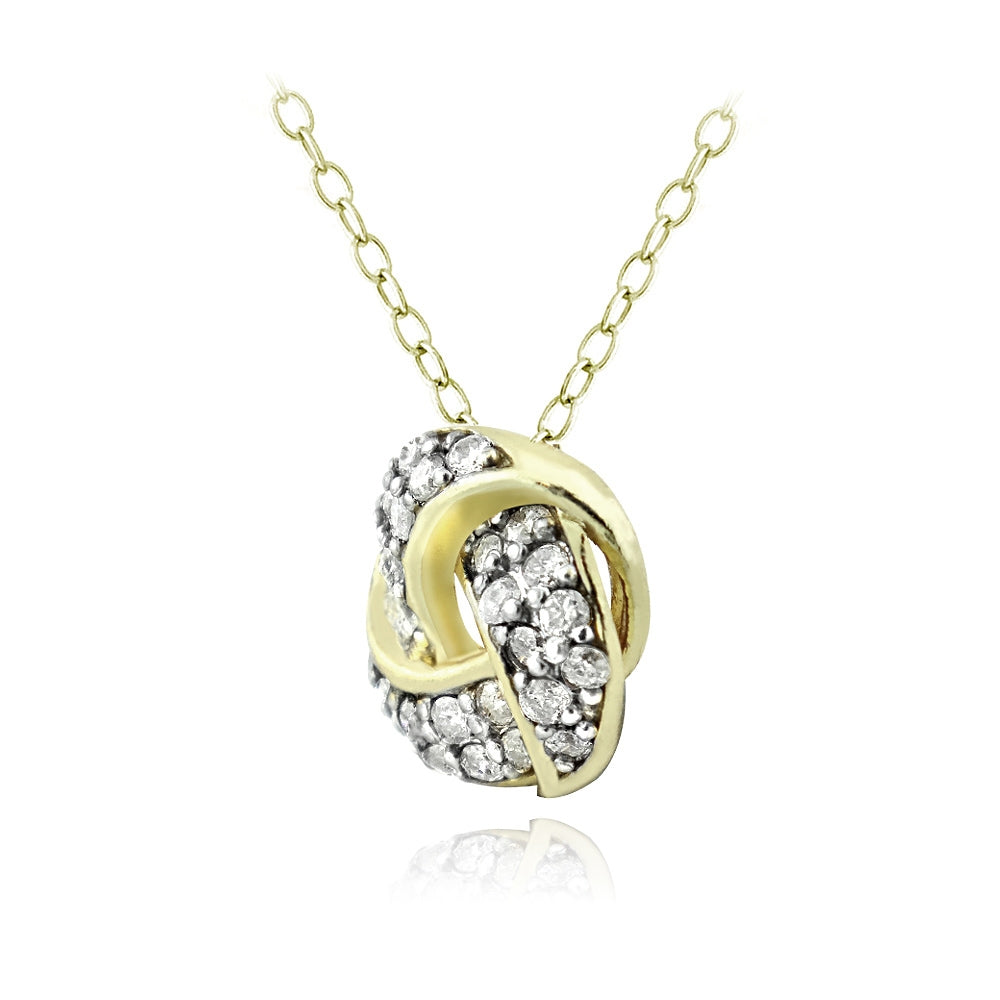 Gold Tone over Sterling Silver 1/4 ct Diamond Love Knot Necklace, (H-I, I2)-2