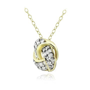 Gold Tone over Sterling Silver 1/4 ct Diamond Love Knot Necklace, (H-I, I2)