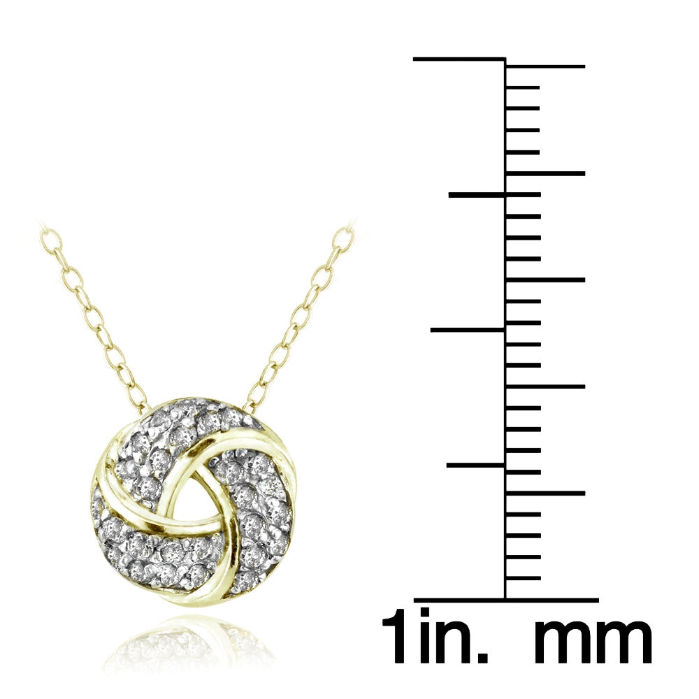 Gold Tone over Sterling Silver 1/4 ct Diamond Love Knot Necklace, (H-I, I2)-3