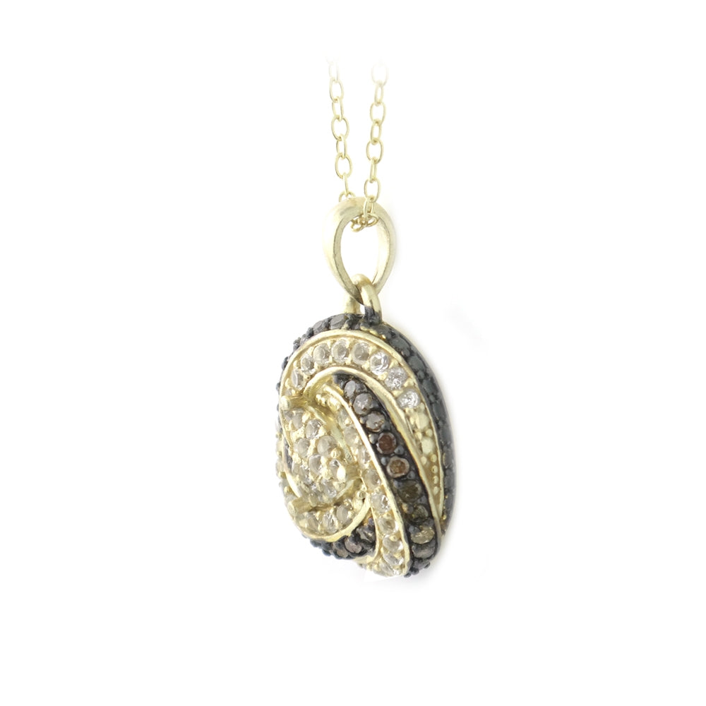 Gold Tone over Sterling Silver 1/4ct Champagne Diamond & White Topaz Love Knot Necklace-2