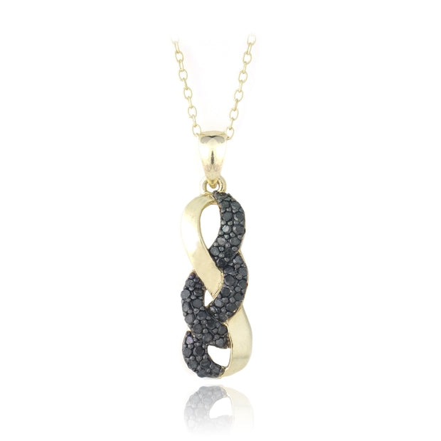 Gold Tone over Sterling Silver 2/5ct Black Diamond Infinity Drop Necklace