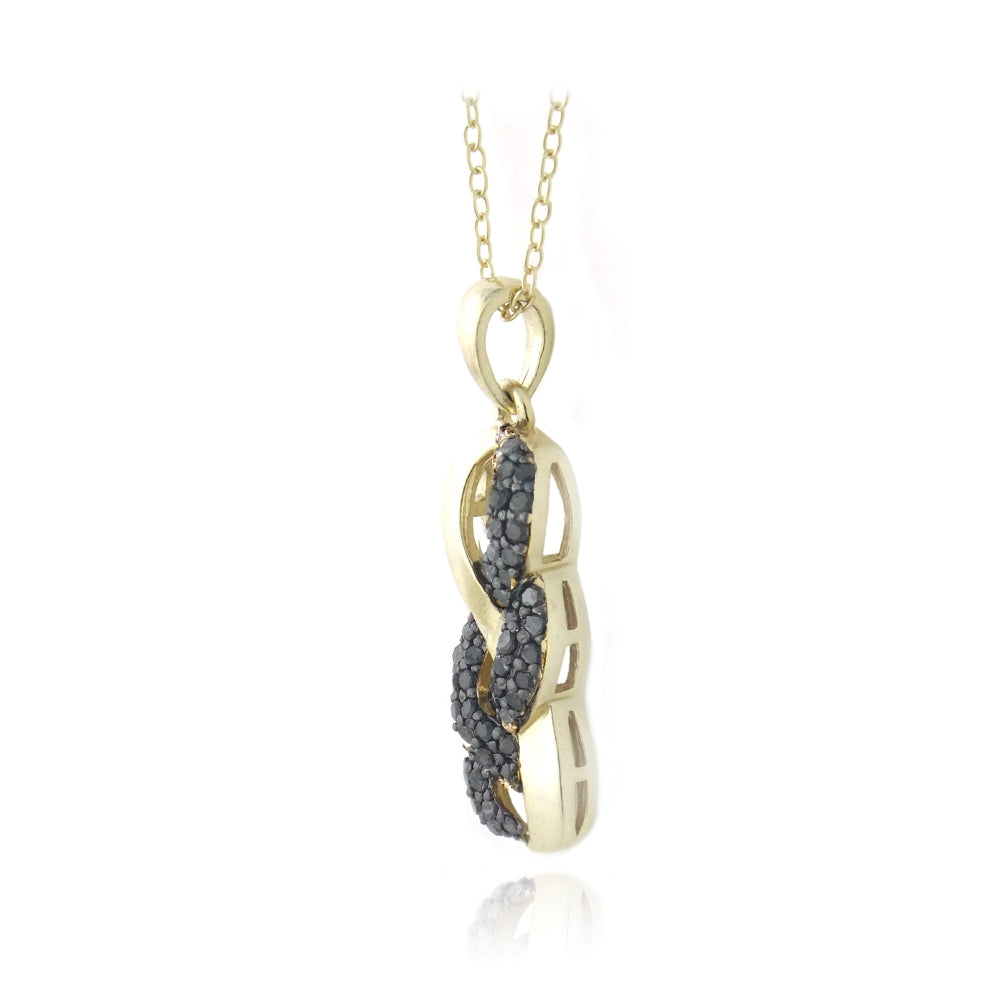 Gold Tone over Sterling Silver 2/5ct Black Diamond Infinity Drop Necklace-2