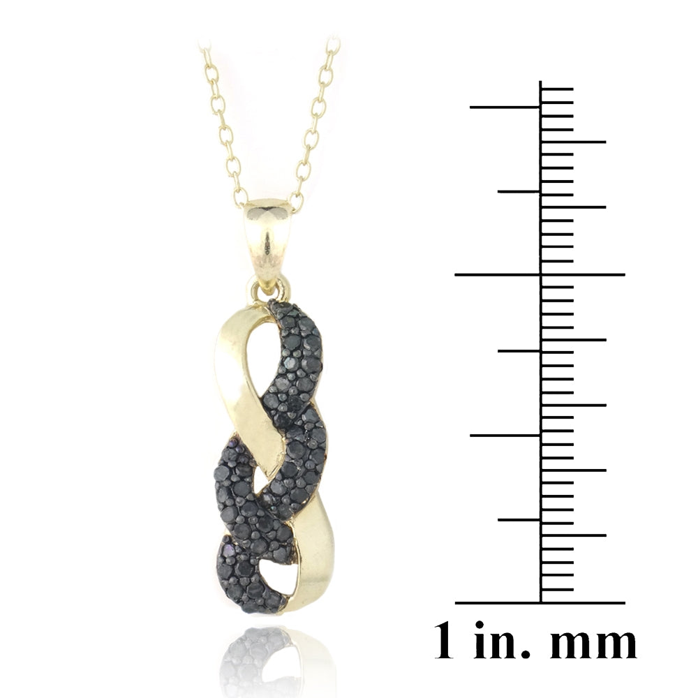Gold Tone over Sterling Silver 2/5ct Black Diamond Infinity Drop Necklace-3