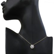 Gold Tone over Sterling Silver 100 Facets Cubic Zirconia Halo Necklace (3ct tdw)