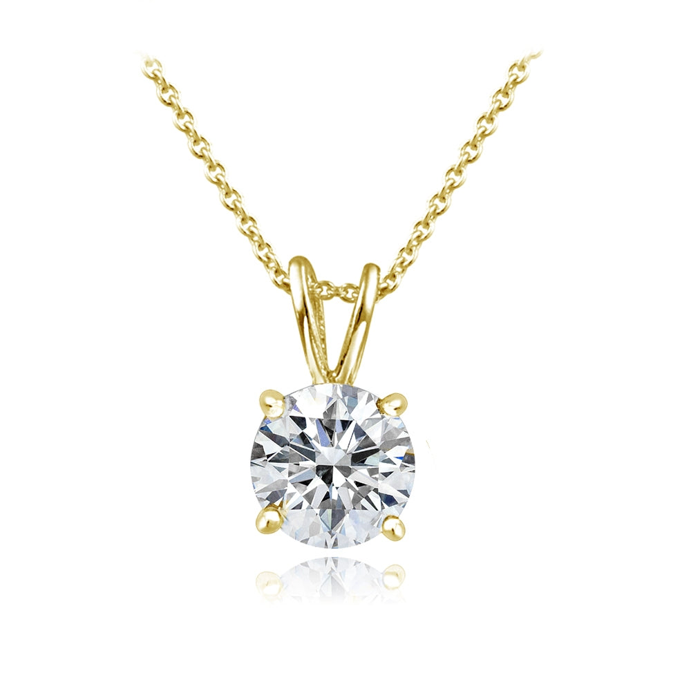 Gold Tone over Sterling Silver 100 Facets Cubic Zirconia Necklace (1cttw)
