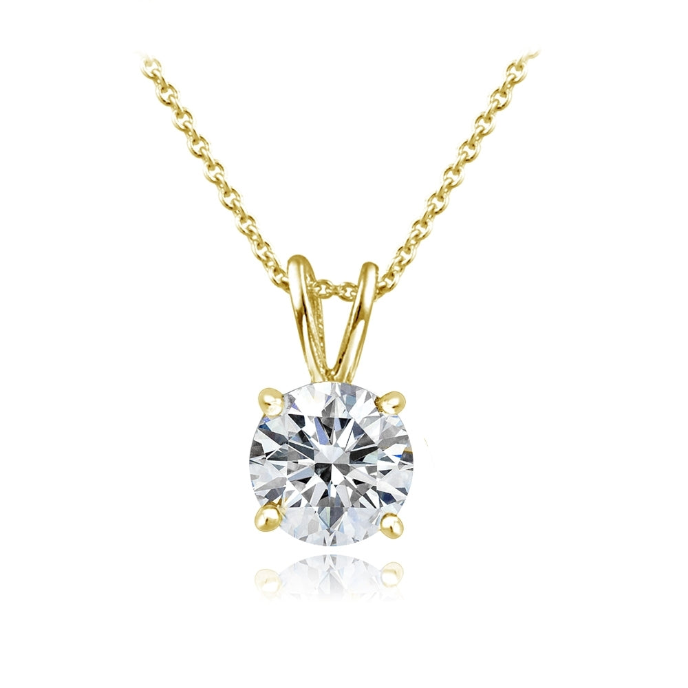 Gold Tone over Sterling Silver 100 Facets Cubic Zirconia Necklace (1cttw)-2