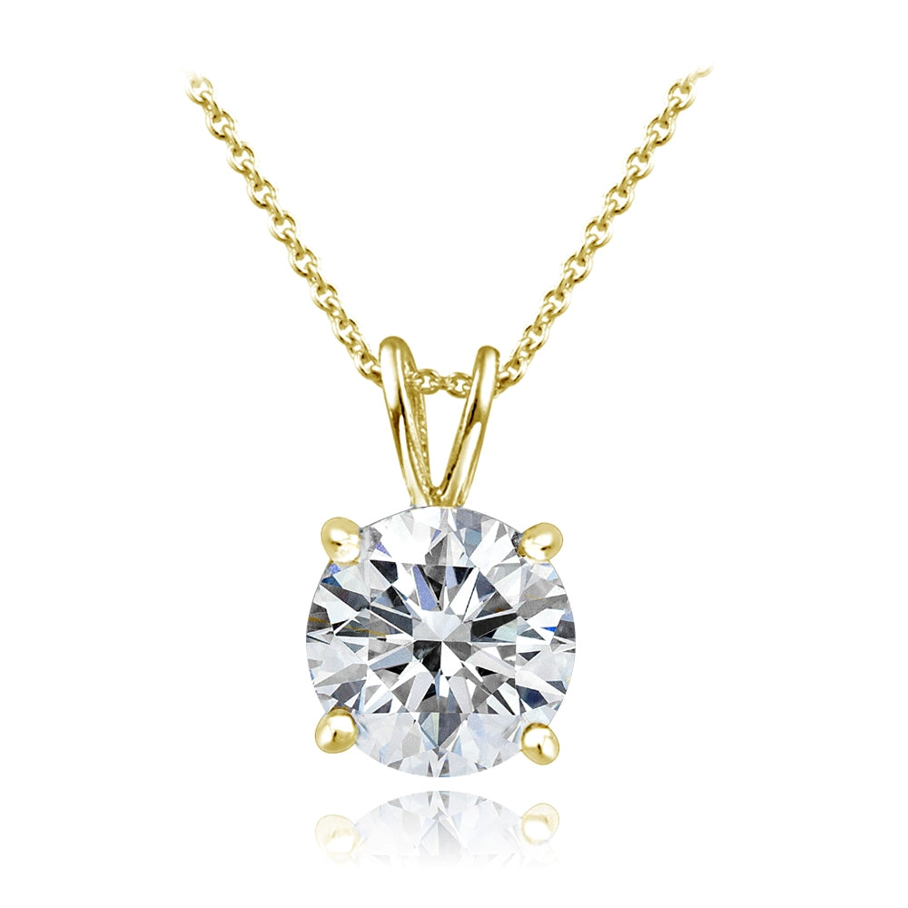 Gold Tone over Sterling Silver 100 Facets Cubic Zirconia Necklace (2cttw)