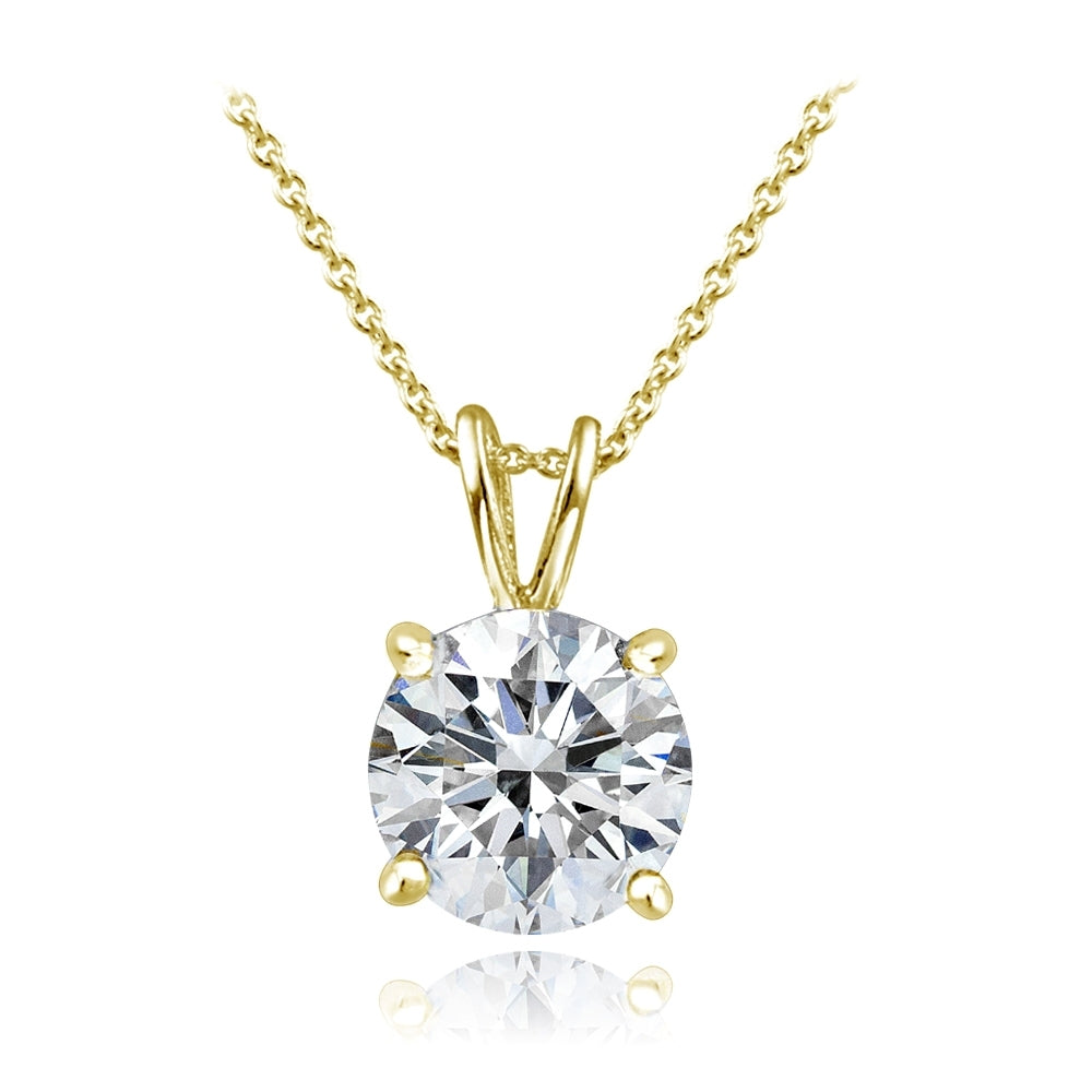 Gold Tone over Sterling Silver 100 Facets Cubic Zirconia Necklace (2cttw)-2