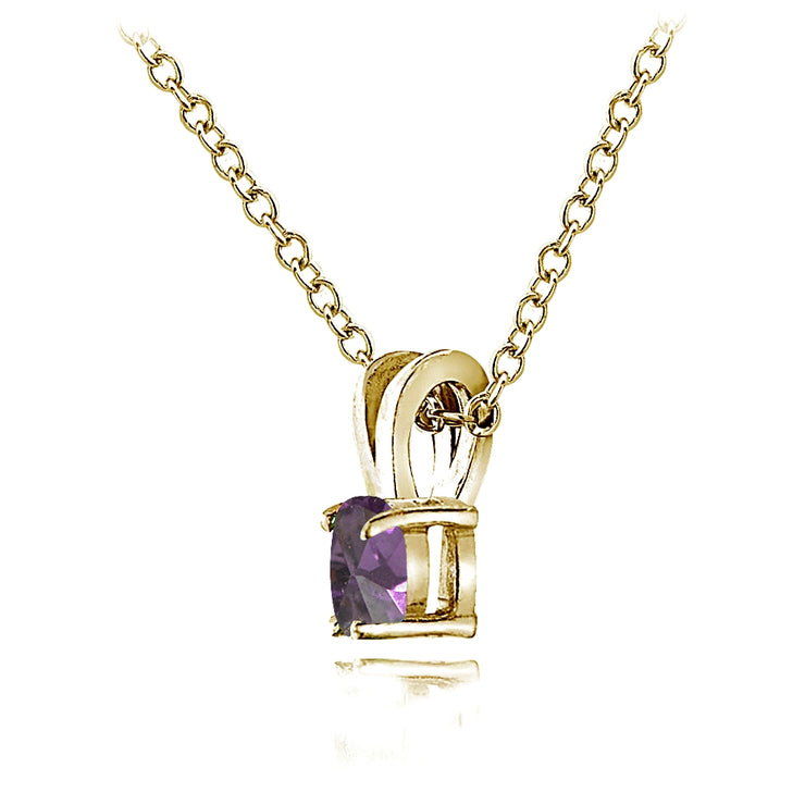 Yellow Gold Flashed Sterling Silver Created Alexandrite 5mm Round Solitaire Necklace