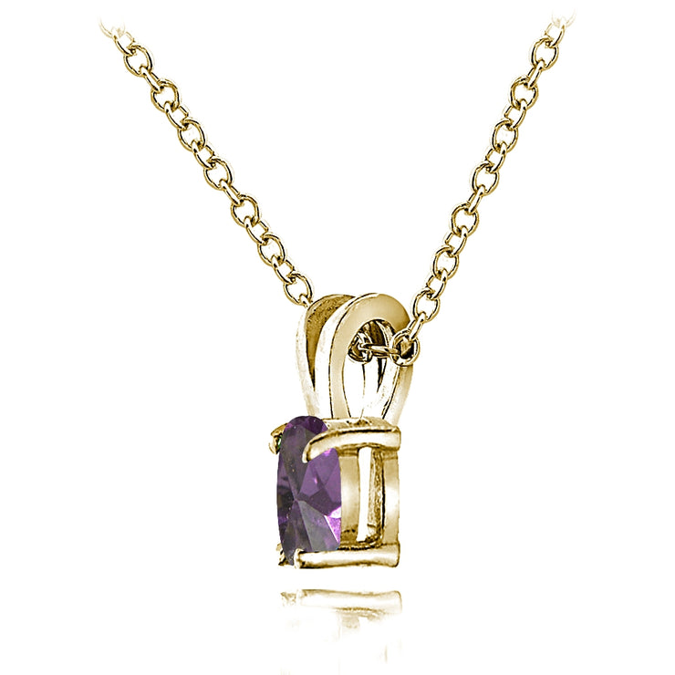 Yellow Gold Flashed Sterling Silver Created Alexandrite 6x4mm Oval Solitaire Necklace
