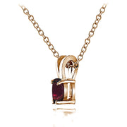 Yellow Gold Flashed Sterling Silver Garnet 6x4mm Oval Solitaire Necklace
