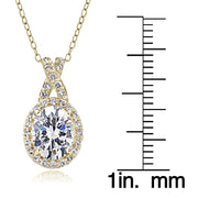 Yellow Gold Flashed Sterling Silver 3.5ct TGW Cubic Zirconia Oval and X Necklace