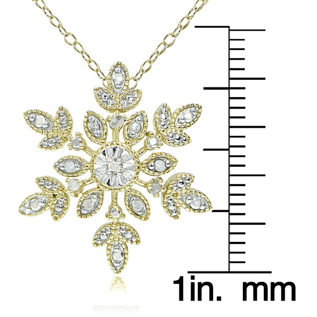 18K Gold over Sterling Silver 1/10 ct tdw Diamond Snowflake Necklace