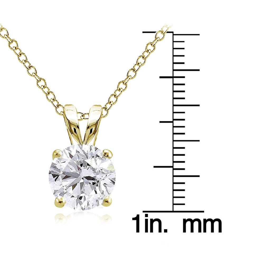 Gold Tone over Sterling Silver 2.75ct Cubic Zirconia 9mm Round Solitaire Necklace-3