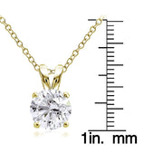 Gold Tone over Sterling Silver 2.75ct Cubic Zirconia 9mm Round Solitaire Necklace