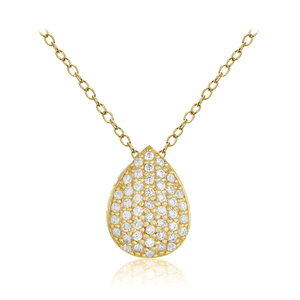 Gold Tone over Sterling Silver Cubic Zirconia Teardrop Slide Necklace