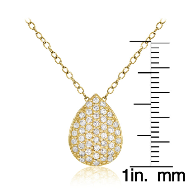 Gold Tone over Sterling Silver Cubic Zirconia Teardrop Slide Necklace