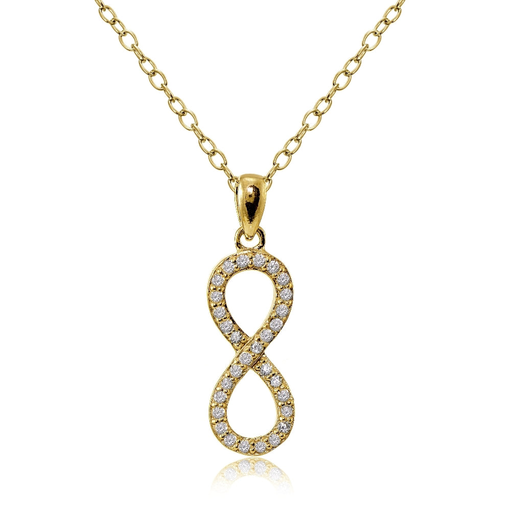 Yellow Gold Flashed Sterling Silver Cubic Zirconia Infinity Necklace