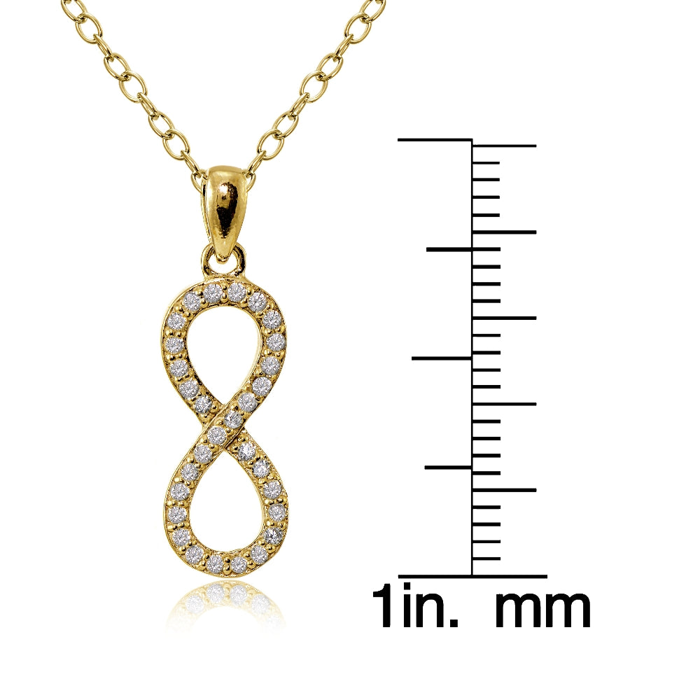 Yellow Gold Flashed Sterling Silver Cubic Zirconia Infinity Necklace-3