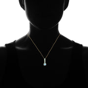 Yellow Gold Flashed Sterling Silver Blue Topaz 5-Stone Round Drop Necklace