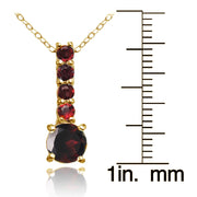 Yellow Gold Flashed Sterling Silver Garnet 5-Stone Round Drop Necklace