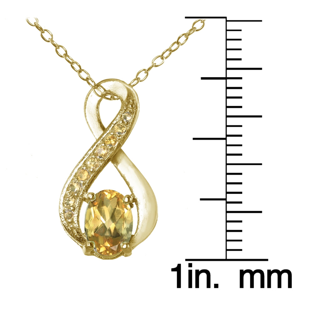 Yellow Gold Flashed Sterling Silver Citrine Infinity Drop Necklace-3