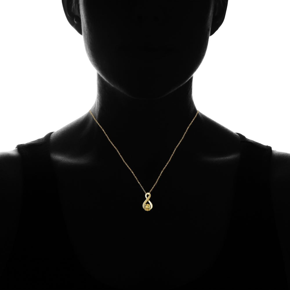 Yellow Gold Flashed Sterling Silver Citrine Infinity Drop Necklace-4