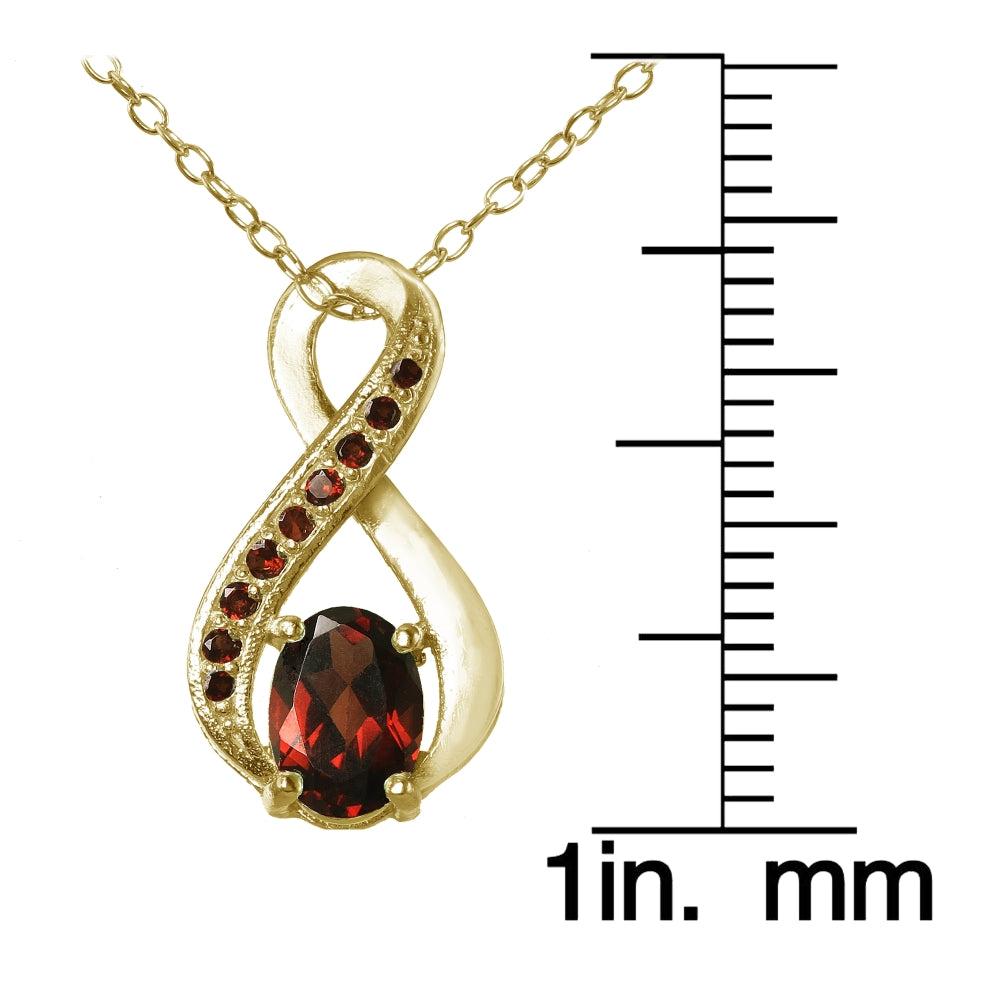 Yellow Gold Flashed Sterling Silver Garnet Infinity Drop Necklace-3
