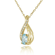 Yellow Gold Flashed Silver Blue Topaz & White Topaz Infinity Drop Necklace