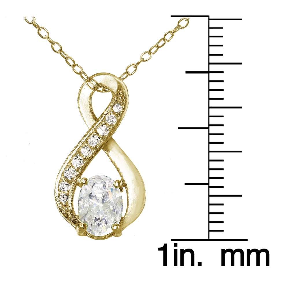 Yellow Gold Flashed Sterling Silver Cubic Zirconia Infinity Drop Necklace-3