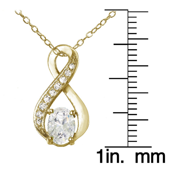 Yellow Gold Flashed Sterling Silver Cubic Zirconia Infinity Drop Necklace