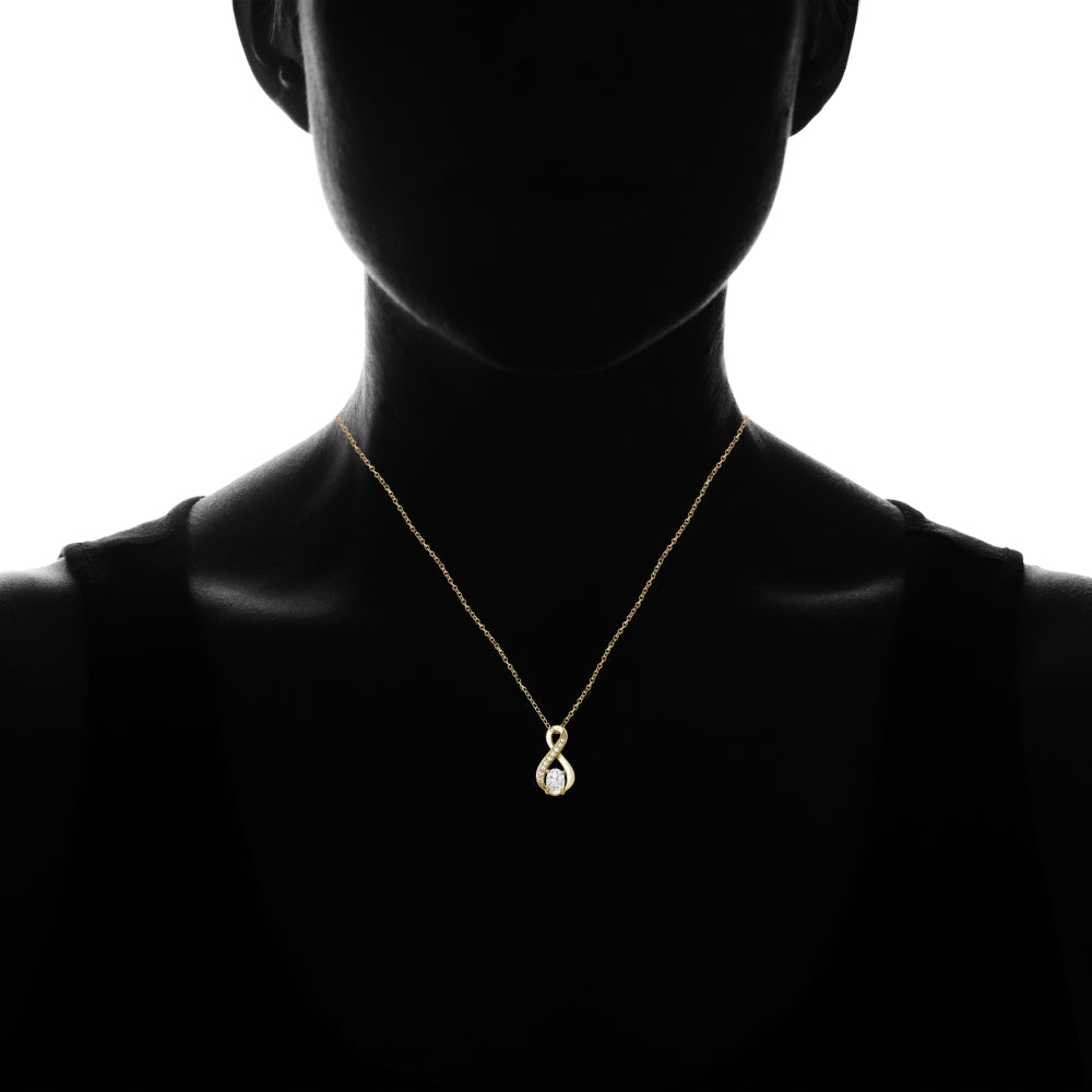 Yellow Gold Flashed Sterling Silver Cubic Zirconia Infinity Drop Necklace-4