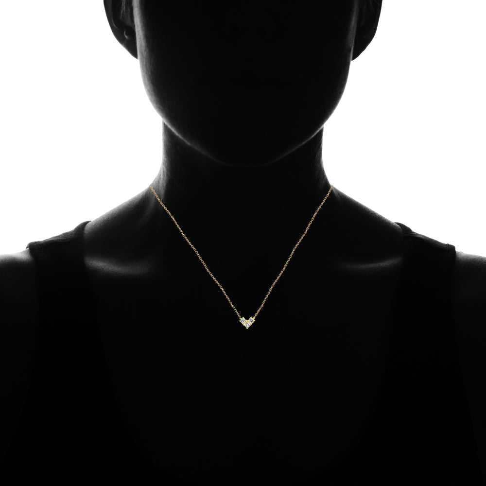 Yellow Gold Flashed Sterling Silver Cubic Zirconia 3-Stone Triangle Necklace-4