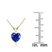 Yellow Gold Flashed Sterling Silver Created Blue Sapphire 7mm Heart Pendant Necklace