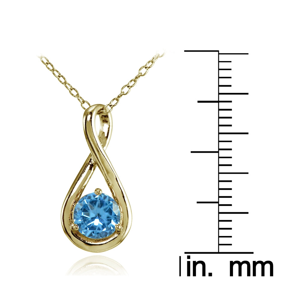 Yellow Gold Flashed Sterling Silver Created Blue Topaz Polished 5mm Round Infinity Necklace-3