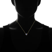 Yellow Gold Flashed Sterling Silver Created Blue Sapphire 6mm Round Love Knot Pendant Necklace