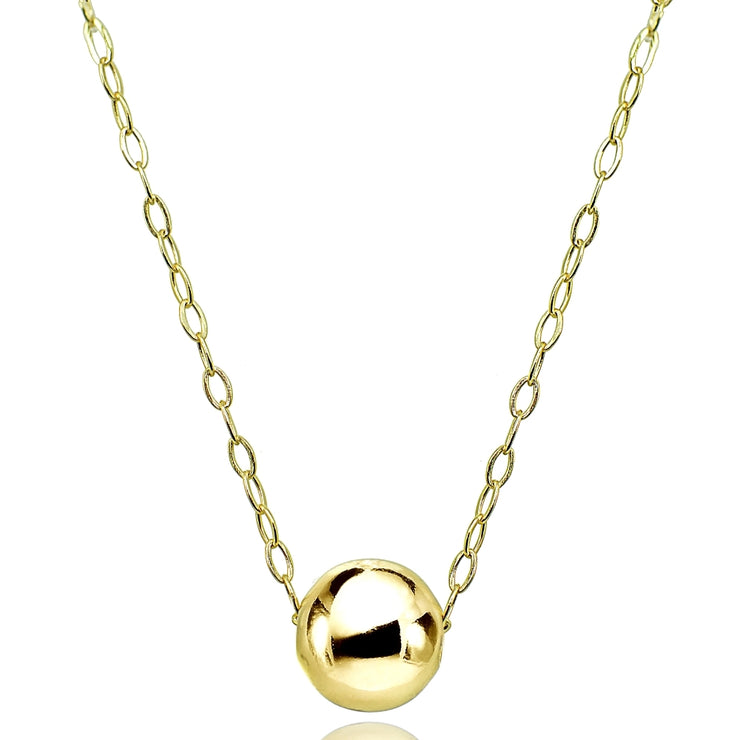 Yellow Gold Flashed Sterling Silver High Polished 7mm Ball Bead Slide Necklace