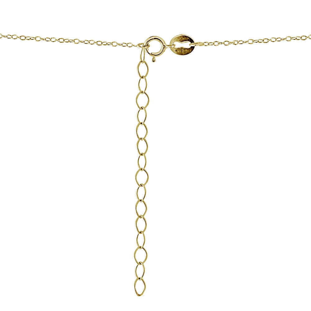 Yellow Gold Flashed Sterling Silver B Letter Initial Alphabet Name Personalized 925 Silver Necklace, 15” + Extender-2