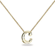 Yellow Gold Flashed Sterling Silver C Letter Initial Alphabet Name Personalized 925 Silver Necklace, 15” + Extender