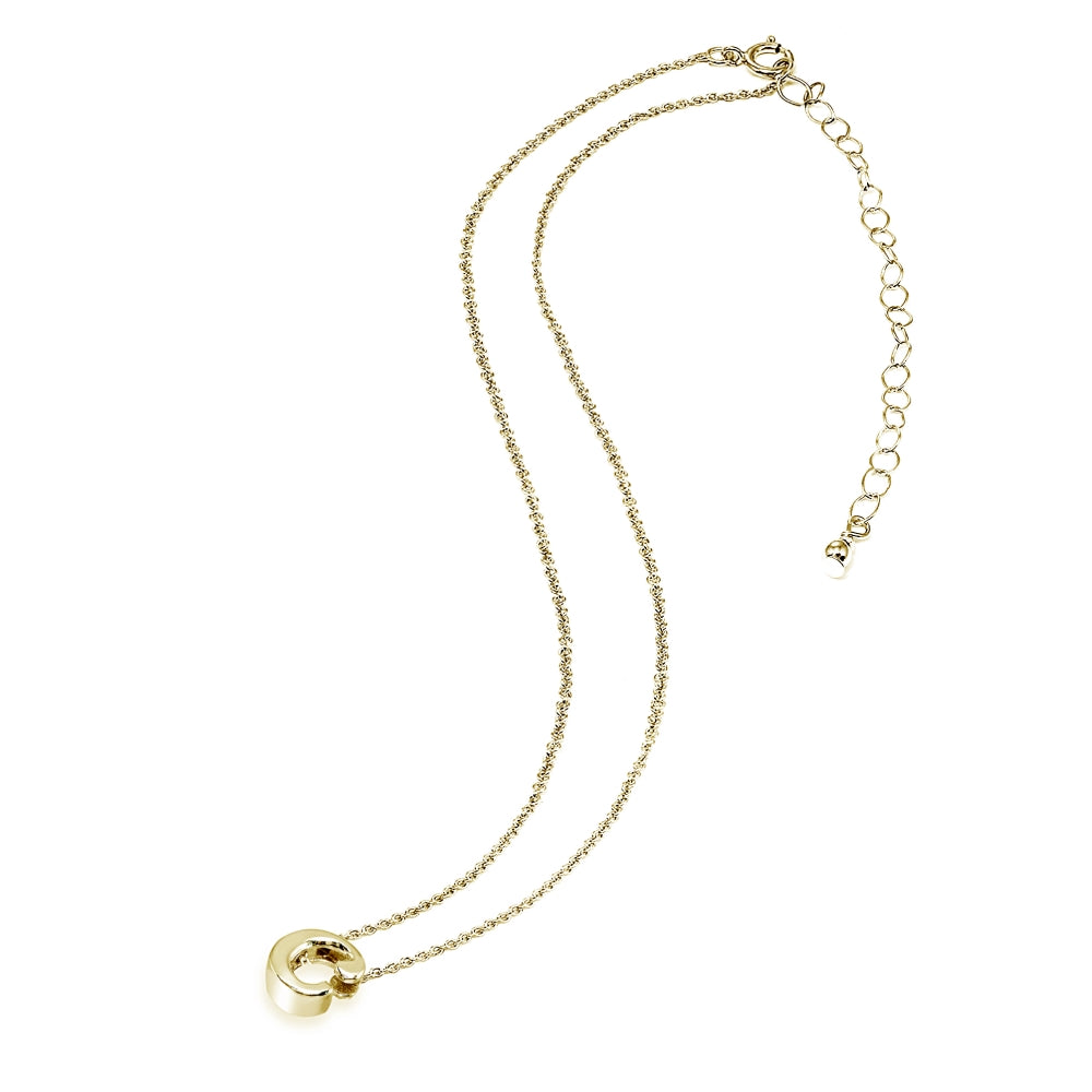 Yellow Gold Flashed Sterling Silver C Letter Initial Alphabet Name Personalized 925 Silver Necklace, 15” + Extender-3