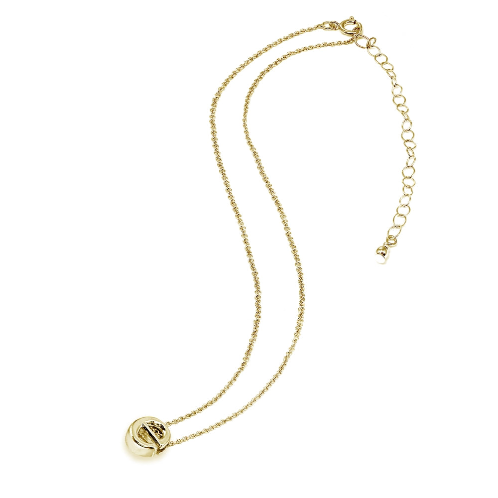 Yellow Gold Flashed Sterling Silver E Letter Initial Alphabet Name Personalized 925 Silver Necklace, 15” + Extender-3
