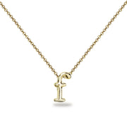 Yellow Gold Flashed Sterling Silver F Letter Initial Alphabet Name Personalized 925 Silver Necklace, 15” + Extender