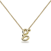 Yellow Gold Flashed Sterling Silver G Letter Initial Alphabet Name Personalized 925 Silver Necklace, 15” + Extender