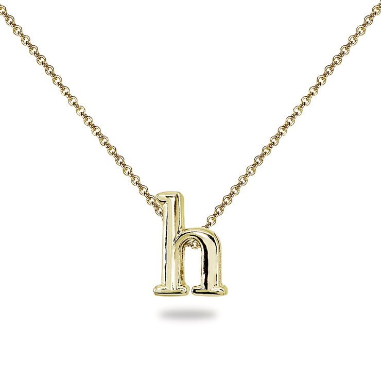 Yellow Gold Flashed Sterling Silver H Letter Initial Alphabet Name Personalized 925 Silver Necklace, 15” + Extender
