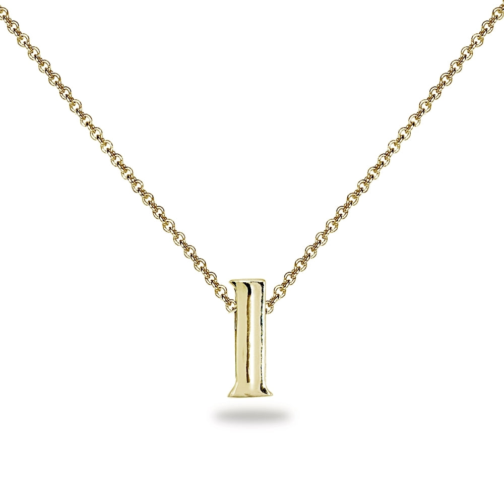 Yellow Gold Flashed Sterling Silver L Letter Initial Alphabet Name Personalized 925 Silver Necklace, 15” + Extender