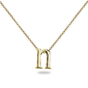 Yellow Gold Flashed Sterling Silver N Letter Initial Alphabet Name Personalized 925 Silver Necklace, 15” + Extender