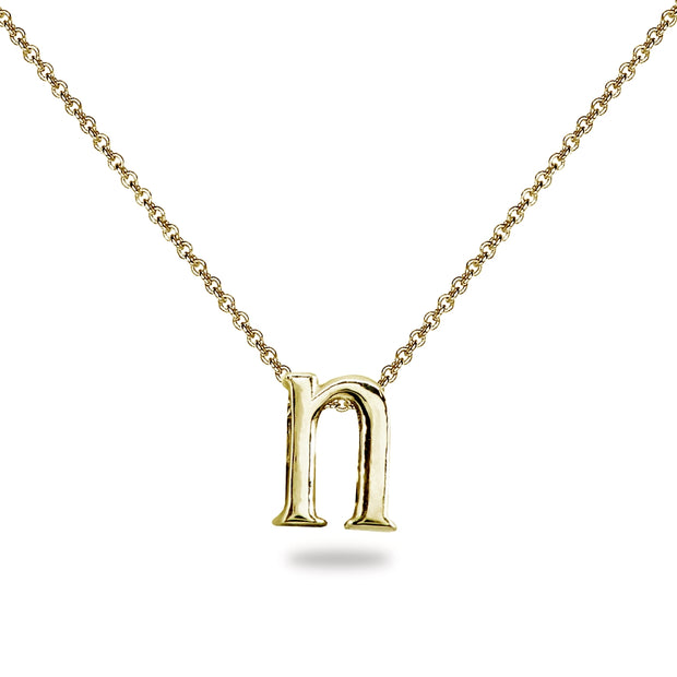 Yellow Gold Flashed Sterling Silver N Letter Initial Alphabet Name Personalized 925 Silver Necklace, 15” + Extender