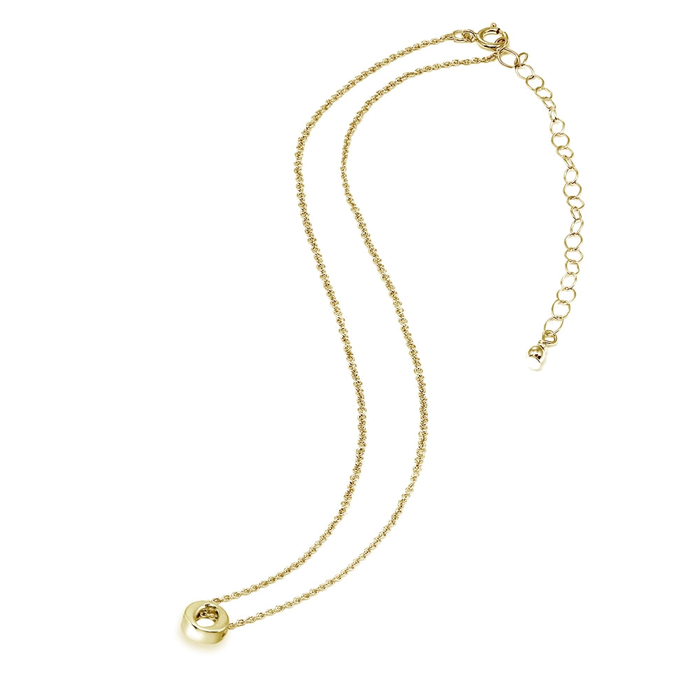 Yellow Gold Flashed Sterling Silver O Letter Initial Alphabet Name Personalized 925 Silver Necklace, 15” + Extender-3