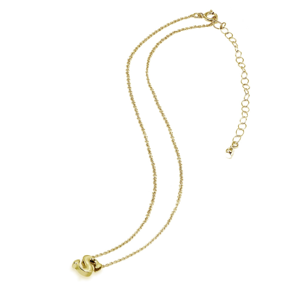 Yellow Gold Flashed Sterling Silver S Letter Initial Alphabet Name Personalized 925 Silver Necklace, 15” + Extender-3