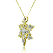 Yellow Gold Flashed Sterling Silver Polished Snowflake Diamond Accent Pendant Necklace, JK-I3